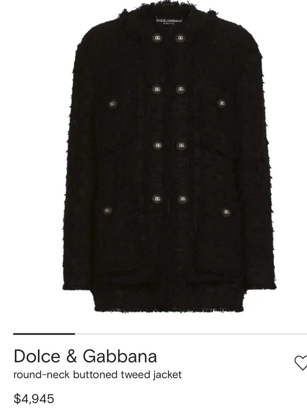 Dolce & Gabbana Black Tweed Double-Breasted Jacket